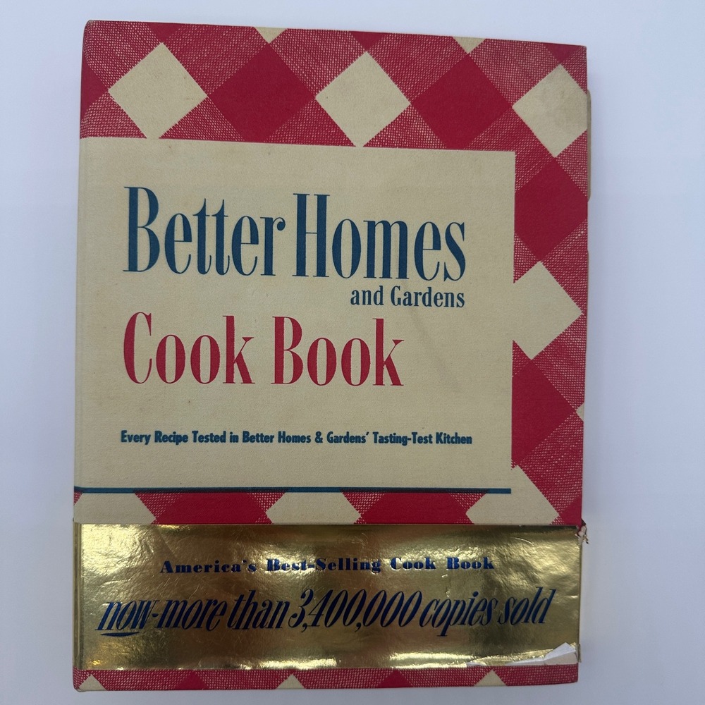 VTG UNUSED Better Homes & Gardens Cookbook Red Gingham 5Ring Binder Gold Band